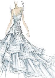 a drawing of a woman in a wedding dress