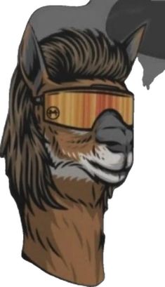 a drawing of a horse with glasses on it's face and hair in the wind