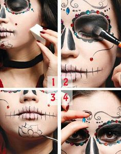 catrinas Calavera Halloween, Fantasy Make-up, Den Mrtvých, Sugar Skull Makeup, Halloween Makeup Inspiration, Skull Makeup