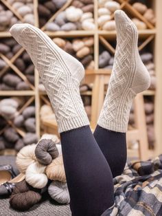 This deliciously textured sock to knit top-down in three sizes (S/M/L) will add a whimsical accent to any outfit. Paired with a skirt, trousers, or jeans, it grabs all the attention; show it off with hi-tops or high heels! Classic sock construction with a flap heel and grafted toe allows the knitter’s attention to focus on the entertaining twist stitch motif, but don’t be afraid to personalize the method for a custom fit or to suit your knitterly preferences. The carved texture has so much depth Quick Knitted Socks, Knitted Heels Socks, Knit Socks Free Pattern For Beginners, Basic Knit Sock Pattern Free, Socks Knitted Flat, Handknit Socks Free Pattern, Sneaker Socks Knitting Pattern, Knit Sock Free Pattern, Skirt Trousers