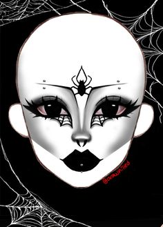 ; made by me ! no need to credit if used <3 Goth Makeup Drawing, Goth Face Paint, Spider Web Makeup, Goth Spider, Spider Makeup, Spider Illustration, Gothic Bride, Trad Goth