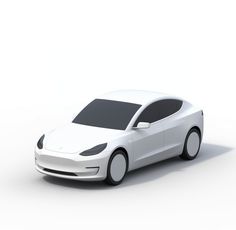 a white electric car on a white background