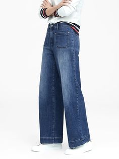 https://shopstyle.it/l/720E High-Rise Wide-Leg Patch Pocket Jean | Banana Republic Patch Pocket Jeans, Sunday Style, Simple Tees, Hippie Outfits, Women Denim Jeans, Pocket Jeans, Leather Leggings, Simple Dresses, Wide Leg Jeans