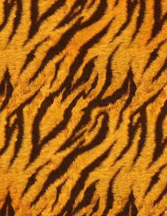 an animal print pattern is shown in yellow and brown tones, with black stripes on the fur