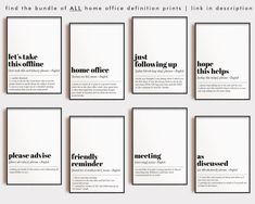 six black and white brochures with the words'just take this offline '