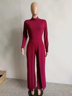 Elegant Stretch Suits, Elegant Long Sleeve Stretch Suits, Chic Fitted Solid Color Suits, Chic Long Sleeve Solid Suits, Formal Fitted Jumpsuits And Rompers In Solid Color, Stretch Pantsuit For Formal Occasions In Fall, Elegant Long Sleeve Solid Pantsuit, Solid Long Sleeve Pantsuit For Party, Fitted Solid Color Pantsuit For Office