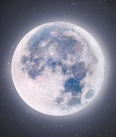 an image of the moon taken from space with stars in the back ground and dark blue sky