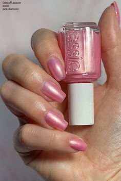 essie pink diamond pink pearl nail polish swatch Pink Pearl Nail Polish, Pearlescent Nail Polish, Shiny Nail Polish, H&m Nail Polish, Pink Pearlescent Nails, Cute Nail Polish Colors, Essie Nail Polish Pink, Pink Pearl Nail, Pearl Pink Nails