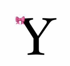 the letter y has a pink bow on it