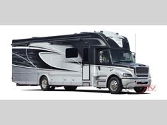 an rv parked in front of a white background