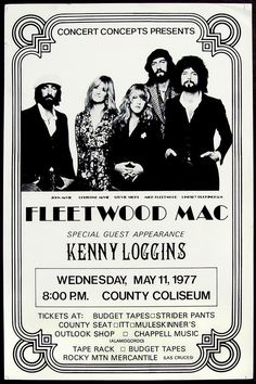 an old concert poster for the woodmack featuring kenny logins and country colseum