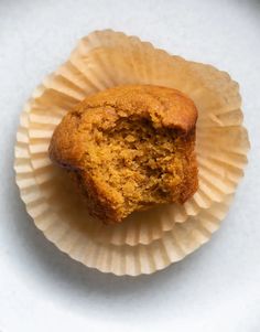 a muffin sitting on top of a paper plate