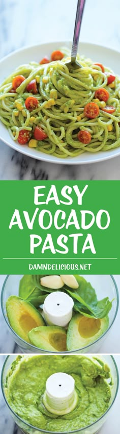 the cover of easy avocado pasta