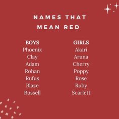 the names that mean red on a red background