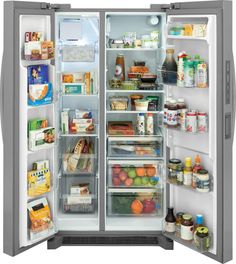 an open refrigerator filled with lots of food