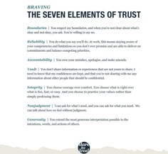 the seven elements of trust in a letter to someone who is not happy about them