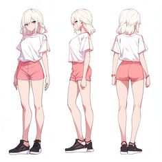 Cute Anime Poses, Turnaround Reference, Anime Character Design References, Manga Drawing Books, Female Comic Characters, Character Turnaround, Character Model Sheet, Characters Design, Cute Emo