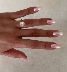 Baby Pink Chrome, Nails Baby Pink, Acrylic Aesthetic, Hoco Nails, Engagement Nails, Pink Chrome Nails, Baby Pink Nails, Chrome Nails Designs, Formal Nails