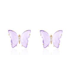 PRICES MAY VARY. Earring size:2.0CM*1.5CM(0.79IN*0.59IN); These delicate stud earrings inlay butterfly shape purple crystal glass,14K gold plated These stud earrings suitable for people with pierced ears. Occasion:Can be used in valentine's day,wedding day,anniversary,mother's day,christmas day, thanksgiving day,party,birthday or a special occasion. FABULOUS Gift:A ideal gift for girlfriend,lover,wife,brides,bridesmaids,girls,daughter,women,ladies,mother,sister and so on. Concert Wedding, Graduation Ball, Beautiful Meaning, Elegant Jewellery, Glass Butterfly, Purple Crystal, Gold Stud Earrings, Stud Earrings For Women, Butterfly Shape