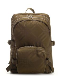 Nylon blend backpack with jacquard check pattern Top handle in ribbon Adjustable shoulder straps Double-slider zip closure Two external zip compartments, external zip pocket Adjustable side tabs Burberry Backpack, Military Backpack, Zegna Shoes, Burberry Hat, Men's Backpack, Burberry Bag, Check Pattern, Best Brand, Boat Shoes