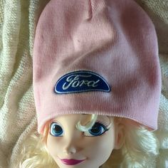 Pink Ford Stocking Cap. Never Worn. Approximately 8"X8.25" Accessories Pink, Ford Accessories, Stocking Cap, Pink Blue, Color Blue, Stockings, Ford, Women Accessories, Hats