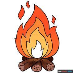 a drawing of a campfire with logs