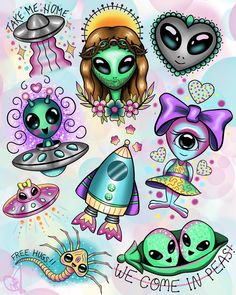 #tattooflash #tattoo Alien Flash Tattoo, Alien Tattoo Ideas, Spaceship Tattoo, Trippy Alien, Trippy Pictures, Flash Designs, Alien Drawings, Trippy Designs, Alien Aesthetic