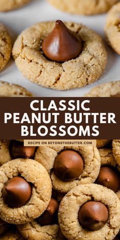 soft and chewy peanut butter blossoms are the perfect dessert for valentine's day