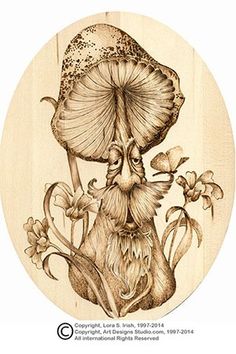 a drawing of a mushroom with flowers on it