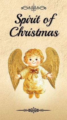 the front cover of a children's book, spirit of christmas with an angel