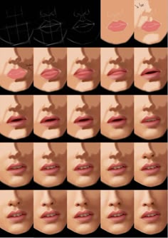 a series of photos showing different stages of lips