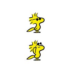 an image of two yellow birds in the same direction on a white background with black outlines