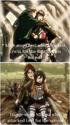 anime memes with the caption that reads, make stops levi who attacked ervin for