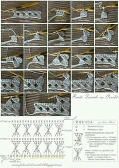 crochet pattern with pictures of the stitchs