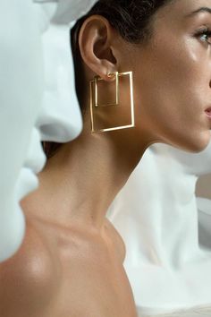 Cadar large foundation square hoops in yellow gold. 18K Yellow Gold 2 x 2 x 0.1 (in) Gold Jewelry Photography, Square Hoop Earrings, Jewelry Book, Marissa Collections, Irene Neuwirth, Hoop Design, Naples Florida, Earrings In Gold, Jewelry Photography