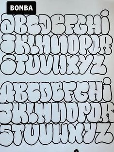 the alphabet is made up of letters and numbers in black ink on a white paper