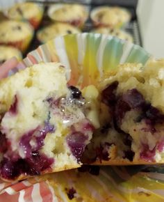 a muffin with blueberries and other toppings on it