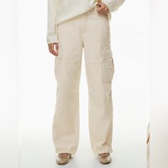 Aritzia Cargos Cargo Pants Cream, Aritzia Cargo, High Waisted Cargo Pants, Pants Cream, Vegan Leather Leggings, Aritzia Pants, Fleece Sweatpants, Cuffed Pants, Cargo Pant