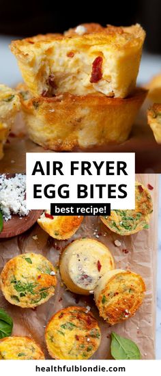 egg muffins with text overlay that reads air fryer egg bites best recipe