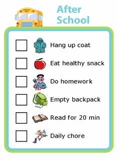 the back to school checklist is filled with words and pictures, including an image of a