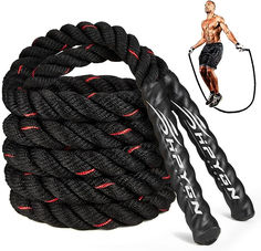 an image of a rope with a man in the background and a jump rope attached to it