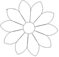 a drawing of a flower with leaves on the center and petals at the end of each petal