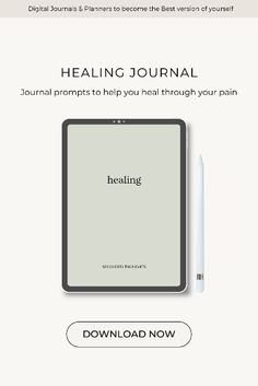 an ipad with the words healing on it