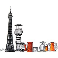 a drawing of the eiffel tower in paris