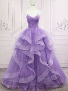 Sleeveless Evening Dress For Quinceanera, Purple Sleeveless Tulle Evening Dress, Sleeveless Ruffled Gown For Quinceanera, Sleeveless Gown With Ruffles For Quinceanera, Sleeveless Tulle Ball Gown For Debutante Ball, Sleeveless Organza Ball Gown For Prom, Purple Sleeveless Ruffled Gown, Lavender Sleeveless Party Gown, Sleeveless Organza Ball Gown For Debutante Ball