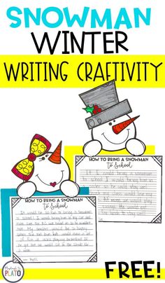 a snowman writing activity for kids to learn how to write and draw with the help of