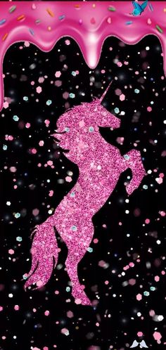 a pink unicorn with sprinkles on it