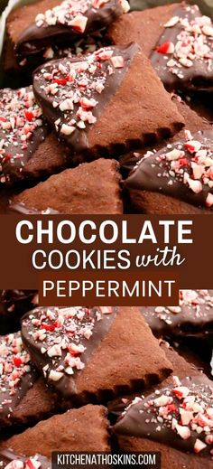 chocolate cookies with peppermint on top