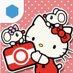 an image of hello kitty holding a camera