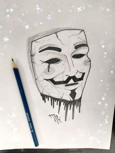 a drawing of a guy with a mask on it